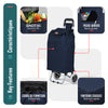 Chariot de courses 2 roues pliable 59L bleu marine