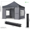 Tonnelle de jardin renforcée 3x3m pliable avec 4 parois et sac de transport a roulette gris - VOUNOT FR