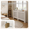 Cache radiateur en MDF avec lattes et etagere 152×19×82 cm Blanc - VOUNOT FR