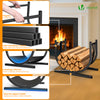 Range Buche Support a bois avec Sangle de Sécurité 41x37x39.5cm en Metal noir - VOUNOT FR