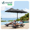 Parasol Jardin Double Aluminium 150 x 300 cm gris - VOUNOT FR