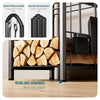 Porte buches cheminee avec 4 outils en metal noir