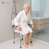 Chaise de douche avec accoudoir et dossier ergonomique a hauteur reglable en aluminum HDPE blanc - VOUNOT FR