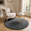 Tapis de salon poils ras doux antiderapant ф120cm uni anthracite - VOUNOT FR
