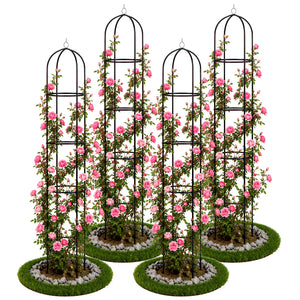 Lot de 4 Tuteur de jardin obelisque 194 cm en metal Noir
