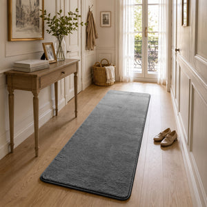 Tapis de salon poils ras doux antiderapant 60x180cm uni anthracite - VOUNOT FR