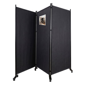 Paravent interieur separateur avec roue 3 panneaux autoportant pliable 262x 30 x 180 cm Anthracite - VOUNOT FR