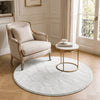 Tapis de salon poils ras doux antiderapant ф120cm uni crème - VOUNOT FR