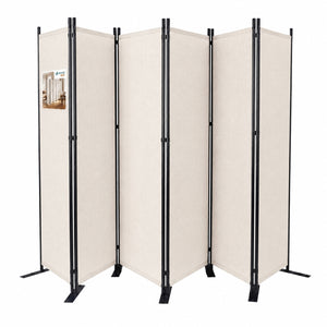 Paravent interieur separateur 6 panneaux autoportant pliable 340 x 30 x 164 cm Beige - VOUNOT FR