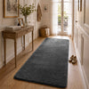 Tapis de salon poils ras doux antiderapant 80x200cm uni anthracite - VOUNOT FR