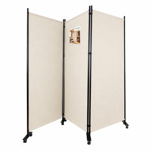 Paravent interieur separateur avec roue 3 panneaux autoportant pliable 262x 30 x 180 cm Beige - VOUNOT FR