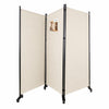 Paravent interieur separateur avec roue 3 panneaux autoportant pliable 262x 30 x 180 cm Beige - VOUNOT FR
