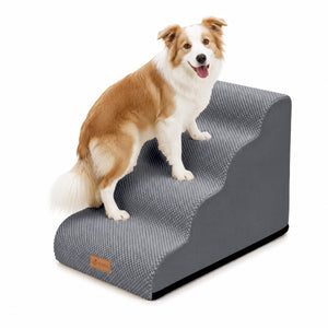Escalier pour chien et chat en mousse haute densite et housse lavable 72x40x50cm gris - VOUNOT FR