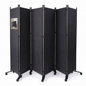Paravent interieur separateur avec roue 6 panneaux autoportant pliable 340 x 30 x 171 cm Anthracite - VOUNOT FR