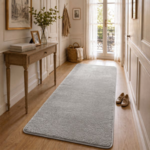 Tapis de salon poils ras doux antiderapant 80x200cm uni gris - VOUNOT FR