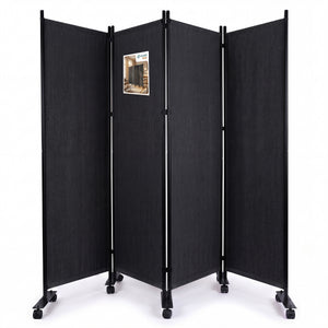 Paravent interieur separateur avec roue 4 panneaux autoportant pliable 228x 30 x 171 cm Anthracite - VOUNOT FR