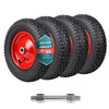 Lot de 4 Roue gonflable robuste 4.80/4.00-8 pour chariot brouette alesage 20mm 400x85mm Rouge - VOUNOT FR