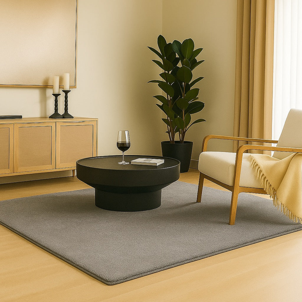 Tapis de salon poils ras doux antiderapant 240x340cm uni gris - VOUNOT FR