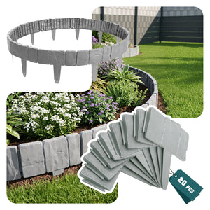 Bordure de jardin plastique PP imitation pierre 5m gris clair - VOUNOT FR