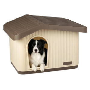 Maison pour chat chien plastique interieur exterieur 75x63x51cm Beige