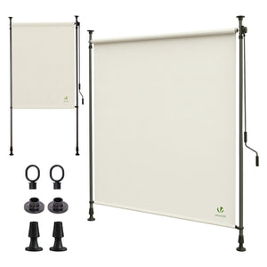 Store vertical sans percage extensible exterieur 200x310cm polyester beige - VOUNOT FR