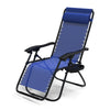 Chaise longue inclinable en textilene avec porte gobelet et portable bleue - VOUNOT FR