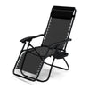 Chaise Longue inclinable en textilene avec porte gobelet et portable Noir Lot de 1 - VOUNOT FR