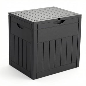 Coffre de Rangement Exterieur 126L en PP 56x43x53CM Style Bois Noir - VOUNOT FR