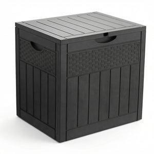 Coffre de Rangement Exterieur 126L en PP 56x43x53CM Style Polyrotin Noir - VOUNOT FR