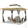 Tonnelle de jardin exterieure pliable avec moustiquaire Pop up 3.6x3.6m beige