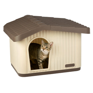 Maison pour chat plastique interieur exterieur 60x51x41cm Beige