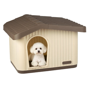 Maison pour chat plastique interieur exterieur 75x63x51cm Beige