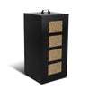 Reservoir a granules rangement pellets avec roulettes 55kg 36x36x76cm noir