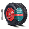 Lot de 2 Roue gonflable robuste 4.80/4.00-8 pour chariot brouette alesage 20mm 400x85mm rouge - VOUNOT FR