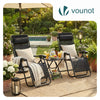 Lot de 2 Chaise longue inclinable en textilene avec table d'appoint porte gobelet et portable noir - VOUNOT FR