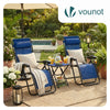 Lot de 2 Chaise longue inclinable en textilene avec table d'appoint porte gobelet et portable bleu - VOUNOT FR