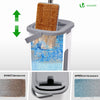 Balai microfibre et Seau Essoreur avec 6 serpillères Réutilisables Balai Plat Double compartiment blanc