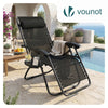 Chaise Longue inclinable en textilene avec porte gobelet et portable Noir Lot de 1 - VOUNOT FR