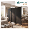 Paravent interieur separateur avec roue 3 panneaux autoportant pliable 262x 30 x 180 cm Anthracite - VOUNOT FR