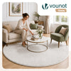 Tapis de salon poils ras doux antiderapant ф200cm uni crème - VOUNOT FR