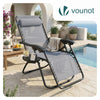 Chaise longue inclinable en textilene avec porte gobelet et portable gris - VOUNOT FR