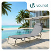Chaise longue pliante avec pare soleil gris