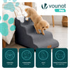 Escalier pour chien et chat en mousse haute densite et housse lavable 72x40x50cm gris - VOUNOT FR