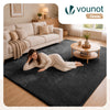 Tapis de salon poils ras doux antiderapant 200x300cm uni anthracite - VOUNOT FR
