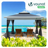 Tonnelle de jardin exterieure pliable avec moustiquaire 3.6x3.6m gris