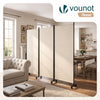 Paravent interieur separateur avec roue 3 panneaux autoportant pliable 262x 30 x 180 cm Beige - VOUNOT FR