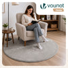 Tapis de salon poils ras doux antiderapant ф120cm uni gris - VOUNOT FR