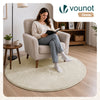 Tapis de salon poils ras doux antiderapant ф120cm uni beige - VOUNOT FR