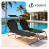 Lot de 2 chaise longue pliante avec pare soleil noir
