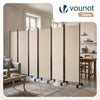 Paravent interieur separateur avec roue 6 panneaux autoportant pliable 340 x 30 x 171 cm Beige - VOUNOT FR